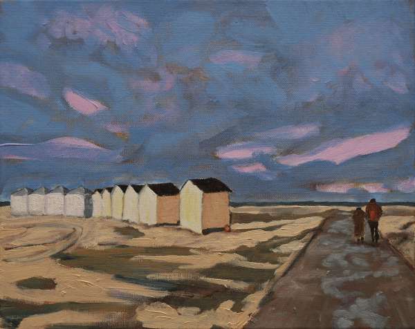 Vieux couple sur la plage - 6F(41x33) - huile sur toile